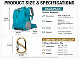 Rose Red Hiking Backpack with 5 Carabiners Included Lightweight Waterproof Outdoor Daypack for Men V888-ELOSUNG54675