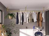 Vintage Gold Wall-Mounted Clothes Rack Strong Metal Garment Hanging Rail V767-JJ-ZZ183-GLD