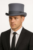 5.5"" Premium Australian Wool Felt Top Hat w/ Satin Lining Mad Hatter Magician Tuxedo in Grey - 60cm V563-BR-21180-60-GREY