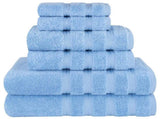 Light Blue Luxury 6-Piece Combed Cotton Towel Bale Set - Ultra Soft & Absorbent Bath, Hand, Face V888-ELOSUNG27904
