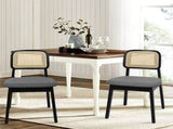 Levede 2x Dining Chair Wood Rattan Armless Black CH1144-2-BK