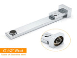 Chrome Square Stainless Steel Shower Bathtub Water Spout Faucet Outlet Tap 180&deg Swivel Set V1233-SP604CR