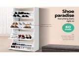 Artiss 2x Shoe Cabinet Storage Organiser 4 Flip Drawer White FURNI-L-SHOE-4D3R-WHX2