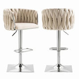 SERENIT Modern Velvet Breakfast Bar Stools Swivel Barstools Adjustable Counter Stools with Backrest V255-SE-SP1782R-IVORY