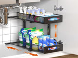 CARLA HOME 2 Tier Under Sink Organizer Pull Out Sliding Cabinet Storage Shelf with Height Adjustable V178-36328