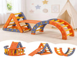 Keezi Kids Climbing Frame Set With Slide Indoor Outdoor Toddler Toys Pikler Triangle Climber With KCS-SLIDE-2IN1-OG