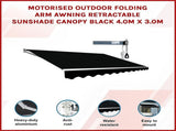 Motorised Outdoor Folding Arm Awning Retractable Sunshade Canopy Black 4.0m x 3.0m V63-842881