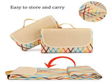 Yellow Stripes Stitching Premium Picnic Mat Extra Thick & Waterproof Oxford Cloth Camping Blanket V888-ELOSUNG21267
