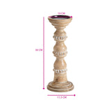 Handcrafted Mango Wood Beaded Pillar Candleholder 30cm V637-50524CDL