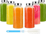 Glass Bottles - Set of 6 - 16oz Glass Juice Bottles for Drinking, Juicing & Tea Brewing with Lids V1188-ZXY-10357