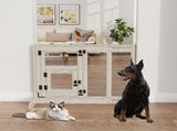 32" Tall Dog Door Gate Freestanding Adjustable Pet Barrier Gate Doorways Stairs V767-XPETDL-78