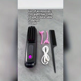 Black Silver Wireless Hair Straightening Comb Fast Heating Hair Comb Women'S Hair Styling V1102-108-SIL-32035