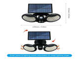 Solar Powered Wall Light PIR Motion Sensor 3 Modes Foldable 2 Heads Flood Lamp 360&deg Wide V1294-YM0901-L4706