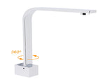 Square Chrome Gooseneck Arm Wall Mounted Swivel Bathtub Spout Faucet Outlet Set V1233-SP910CR