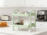 2 Tier Rolling Cart, Rolling Storage Cart With Handle And Locking Wheels, Kitchen Cart Laundry V1369-AZ3-W-09509