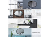 Embellir 2 Wall Mirror Makeup 70cm Home Decor Framed Mirrors Bathroom Round Black MM-E-WALL-ROU-BK-70-X2