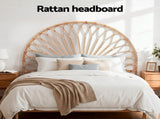 Artiss Bed Headboard Queen Bedhead Rattan - MARI Pine BED-HEAD-C-MARI-Q-WD