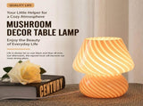 Green Striped Retro All Glass Mushroom Table Lamp - American Style Creative Bedside Nightstand V888-ELOSUNG55170-17