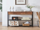 Entryway Table with 2 Drawers, Console Table with Storage Shelves, Sofa Table for Living Room, Entry V1127-AU-CT03-BRN