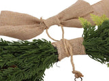 19.7 Inch Cedar Wreath Artificial Cedar Xmas Wreath with Vintage Rustic Cow Bell Brown Linen Ribbon V1294-YM0901-3115250067711