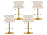 Artiss 4x Bar Stools Counter Chair Kitchen Adjustable Nailhead Trim Velvet Ivory BA-K-1105-IVX4