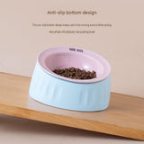 Pet Feeding Set - 15 Degree Tilted Ceramic Pink Bowl and Pink Non-Slip PVC Mat, Detachable Design, V888-ELOSUNG56040