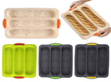 3-Slot French Bread Pan - Non Stick Silicone Baguette Mold for Hoagie, Sub Roll & Hot Dog Buns V1189-WXFWAL-20260319-00457