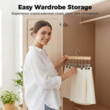 2 Pack Legging Hanger for Closet, with 10 Non Slip Clips Each, Wooden Clothes Hanger for Home Use, V1258-DP02-F-37