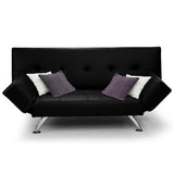 Sarantino 3 Seater Faux Leather Sofa Bed Lounge - Black SOFA-6102-PVC-BLK