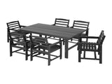 Gardeon 7 Piece Outdoor Dining Set Patio HDPE Table and Chairs Garden Furniture FF-DINING-7HDPE-BK-AB