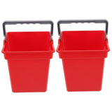 2Pcs Red Plastic Mop Bucket for Home Use with Handle V1366-AZ2-W-13600