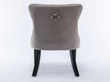 4x Velvet Dining Chairs Upholstered Tufted Kithcen Chair with Solid Wood Legs Stud Trim and V226-SW1901GY-2