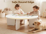 Artiss Coffee Table Set of 2 High Gloss Round Side Bedside Table Wood Living Room Cream FUR-S-COF1415-WH