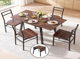 Artiss Dining Table and Chairs Set 5pcs with Extendable 60-120cm Drop-Leaf Table Brown DSET-D-BH07-BR-AB