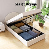 Artiss Bed Frame Gas Lift Strorage Beds Base Platform Boucle Fabric King Single ELLA BFRAME-G-ELLA-KS-BG-ABC