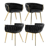 1 Set of 4 Artiss Dining Chairs Velvet Armchair Black UPHO-C-DIN-01-VEL-BKX4