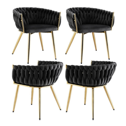 1 Set of 4 Artiss Dining Chairs Velvet Armchair Black UPHO-C-DIN-01-VEL-BKX4