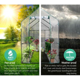 Green Fingers Greenhouse 1.2x1.9x1.9M Walk in Green House Tunnel Clear Garden Shed 4 Shelves GH-WALK-19X12-TP