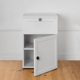 PORTO BEDSIDE TABLE - WHITE - HAMPTONS - ROUND BLACK V164-ECS13WHB06B