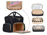 Nail Polish Organizer Holds Nail Polish Case with 2 Removable Bags and Tools Storage Pockets Black V1370-AZ4-06672