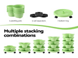 Green Fingers 5 Tier Vertical Garden Planter, Stackable Planters with Wheels, Light Green, Garden GARDEN-5T-LGR