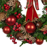 Christabelle Stunning 56cm Christmas Wreath Lush Red Baubles Berries Pine Cones and Bow Front D 112_GUE508