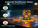 Solar Powered Sunflower Pattern Garden Lantern with Colourful LED Projection, Metal Hanging Light V1189-LC-KF-00008