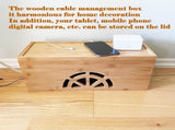Cable Management Box,Cord Organizer Box,Bamboo Box for fit Desk Computer USB Behind TV Home Hall V1259-DP01-A-5727