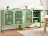 Artiss 2x Buffet Sideboard Cabinet ELMA Cupboard Storage Mesh Doors Metal Green AI-SIDE-M-04-GN-ABX2