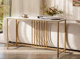 Levede Hallway Table Narrow Console Marble Effect Tabletop Adjustable Foot Pads NI1087-WH-AU