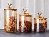 deer head jars, food grade canisters, coffee bean container, airtight cereal jar, grain V1102-122-43507-CLR-3PCS