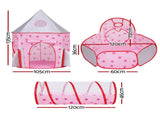 Keezi Kids Playhouse Play Tent Pop Up Castle Crawl Tunnel Basketball Hoop Pink BPOOL-C-135-PK