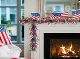 4th of July Red White Blues Lamb Ear Leaves Garland for Doors, 5.9ft Patriotic Artificial V1258-DP02-C-2721