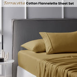 Accessorize Cotton Flannelette Sheet Set 40cm Wall Terracotta King V442-HIN-SHEETS-COTTONFLANNEL-TERRACOTTA-KI